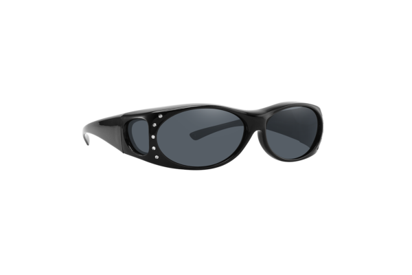 FO01R - Small Shaded Sunglasses w/ Rhinestones - Fit Over Eyewear - Image 2