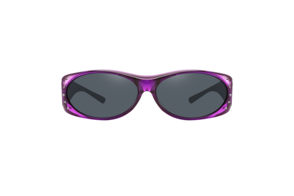 FO01R - Small Shaded Sunglasses w/ Rhinestones - Fit Over Eyewear - Image 4